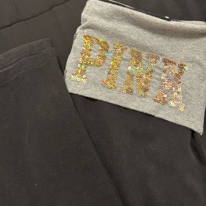 Pink fold over bootcut legging